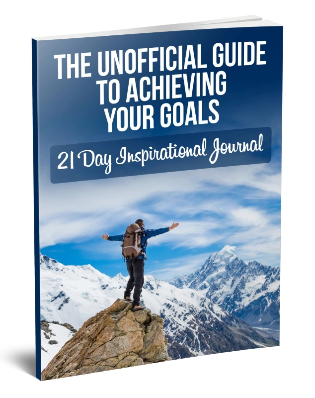 Goal-setting journal with mountain image.